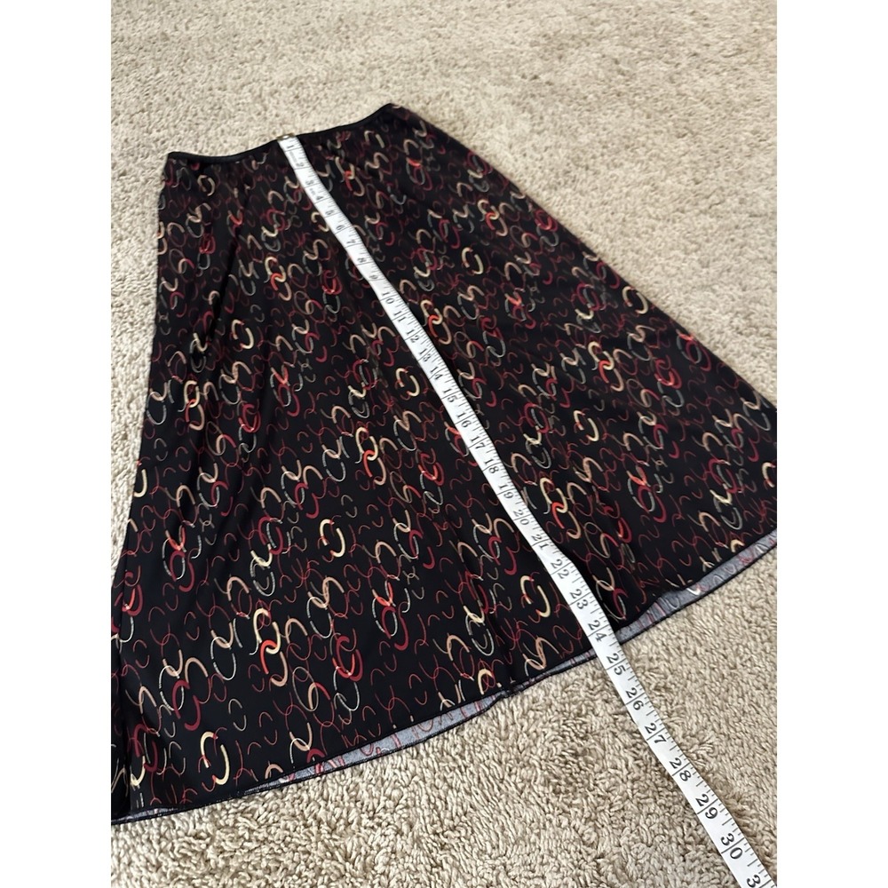 Wrapper Womens Medium Black Red Chain Link Print A-Line Midi Skirt 60TZ2808 - Picture 5 of 8